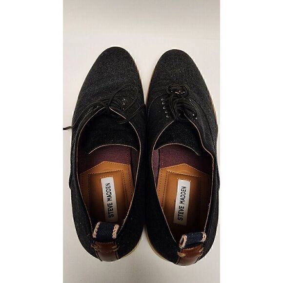 Steve Madden Mens Nevelle Derby Oxford Textured Lace-up Shoes Black Size 13 - Picture 10 of 12